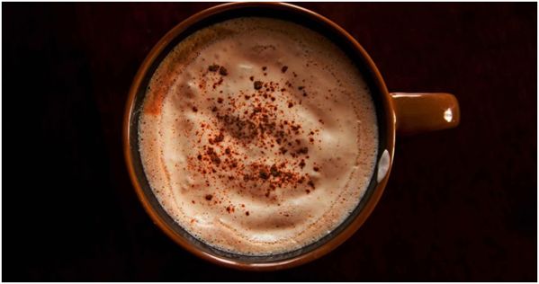 tea latte in a brown mug