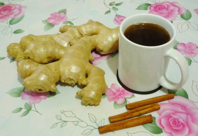 Cup of coffee with ginger and cinnamon