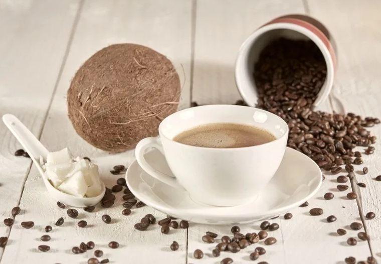 Cup with coffee and coconut