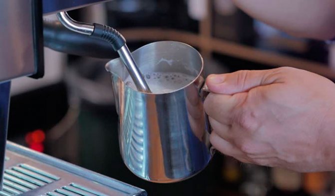 photo of how to froth milk correctly to make espresso macchiato coffee