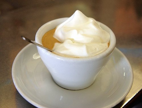 photo of coffee con panna at home