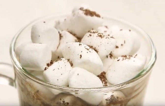 cocoa in a glass with marshmallow
