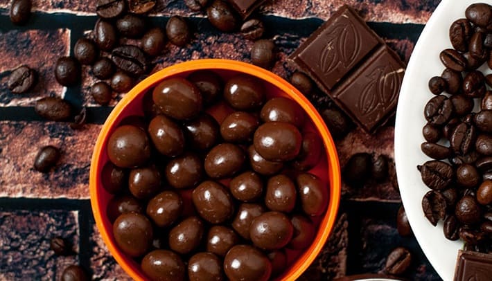Coffee beans in chocolate