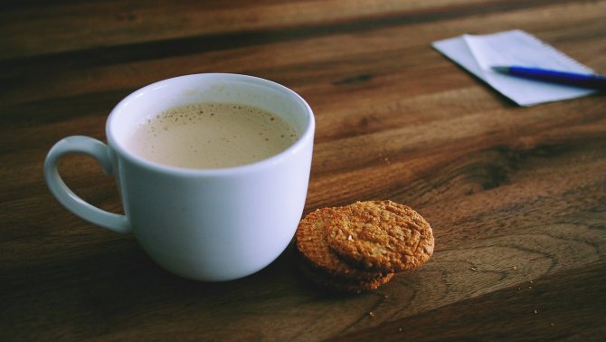 mug of coffee with cookies