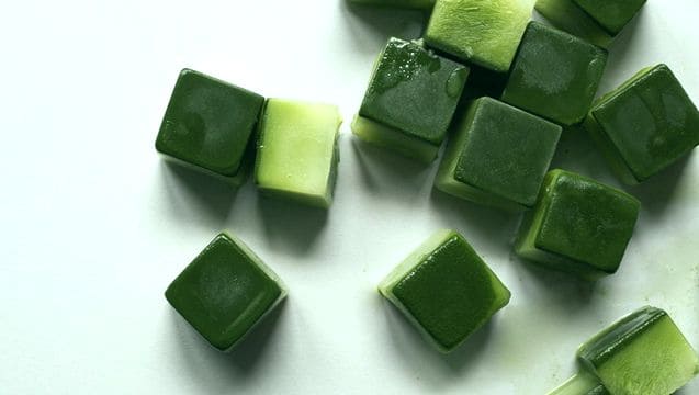 Ice cubes from frozen Matcha