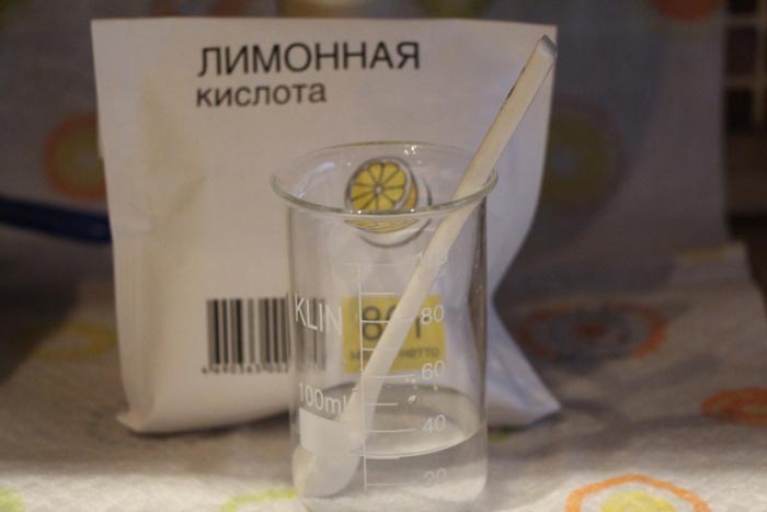 citric acid in water