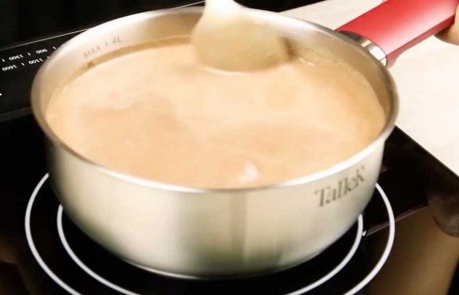 heated milk in a bowl