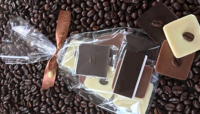 Зерна кофе и шоколад, фото